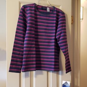 Liz Claiborne Lizsport Petite Purple, Pink, Green and Black Long Sleeve Top PS